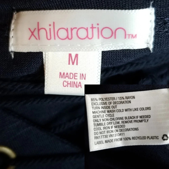 Xhilaration Navy V Neck Embroided Lace Tank Top Medium Boho Lightweight Tie up - Picture 4 of 8